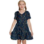 Colorful Abstract Pattern Creative Colorful Line Linear Background Kids  Short Sleeve Tiered Mini Dress