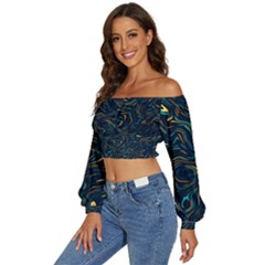 Long Sleeve Crinkled Weave Crop Top 