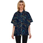 Colorful Abstract Pattern Creative Colorful Line Linear Background Women s Batwing Button Up Shirt