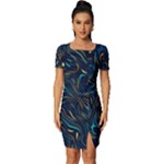 Colorful Abstract Pattern Creative Colorful Line Linear Background Fitted Knot Split End Bodycon Dress