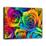 Colorful Roses Bouquet Rainbow Canvas 14  x 11  (Stretched)
