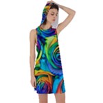 Colorful Roses Bouquet Rainbow Racer Back Hoodie Dress
