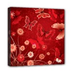 Four Red Butterflies With Flower Illustration Butterfly Flowers Mini Canvas 8  x 8  (Stretched)