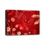 Four Red Butterflies With Flower Illustration Butterfly Flowers Mini Canvas 7  x 5  (Stretched)