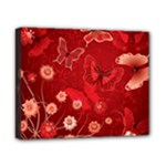 Four Red Butterflies With Flower Illustration Butterfly Flowers Canvas 10  x 8  (Stretched)