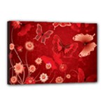 Four Red Butterflies With Flower Illustration Butterfly Flowers Canvas 18  x 12  (Stretched)