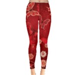 Four Red Butterflies With Flower Illustration Butterfly Flowers Leggings 