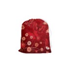 Four Red Butterflies With Flower Illustration Butterfly Flowers Drawstring Pouch (Small)