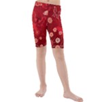 Four Red Butterflies With Flower Illustration Butterfly Flowers Kids  Mid Length Swim Shorts