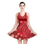 Four Red Butterflies With Flower Illustration Butterfly Flowers Reversible Skater Dress