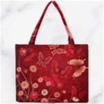 Four Red Butterflies With Flower Illustration Butterfly Flowers Mini Tote Bag