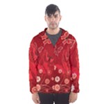 Four Red Butterflies With Flower Illustration Butterfly Flowers Men s Hooded Windbreaker