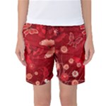 Four Red Butterflies With Flower Illustration Butterfly Flowers Women s Basketball Shorts