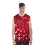 Four Red Butterflies With Flower Illustration Butterfly Flowers Men s Basketball Tank Top