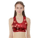 Four Red Butterflies With Flower Illustration Butterfly Flowers Sports Bra with Border