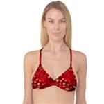 Four Red Butterflies With Flower Illustration Butterfly Flowers Reversible Tri Bikini Top