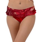 Four Red Butterflies With Flower Illustration Butterfly Flowers Frill Bikini Bottoms