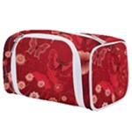 Four Red Butterflies With Flower Illustration Butterfly Flowers Toiletries Pouch