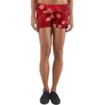 Four Red Butterflies With Flower Illustration Butterfly Flowers Yoga Shorts