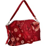 Four Red Butterflies With Flower Illustration Butterfly Flowers Canvas Crossbody Bag