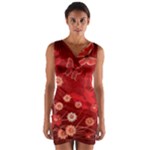 Four Red Butterflies With Flower Illustration Butterfly Flowers Wrap Front Bodycon Dress