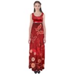 Four Red Butterflies With Flower Illustration Butterfly Flowers Empire Waist Maxi Dress