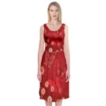 Four Red Butterflies With Flower Illustration Butterfly Flowers Midi Sleeveless Dress