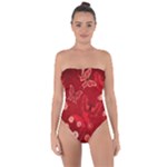 Four Red Butterflies With Flower Illustration Butterfly Flowers Tie Back One Piece Swimsuit