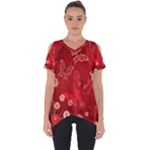 Four Red Butterflies With Flower Illustration Butterfly Flowers Cut Out Side Drop Tee