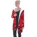 Four Red Butterflies With Flower Illustration Butterfly Flowers Longline Hooded Cardigan