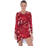 Four Red Butterflies With Flower Illustration Butterfly Flowers Asymmetric Cut-Out Shift Dress