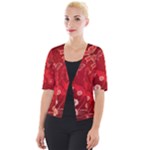 Four Red Butterflies With Flower Illustration Butterfly Flowers Cropped Button Cardigan