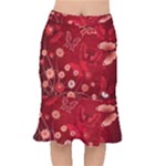 Four Red Butterflies With Flower Illustration Butterfly Flowers Short Mermaid Skirt