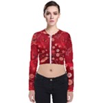 Four Red Butterflies With Flower Illustration Butterfly Flowers Long Sleeve Zip Up Bomber Jacket