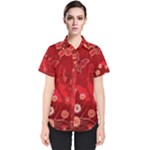 Four Red Butterflies With Flower Illustration Butterfly Flowers Women s Short Sleeve Shirt