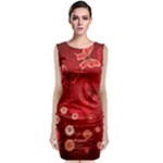 Four Red Butterflies With Flower Illustration Butterfly Flowers Sleeveless Velvet Midi Dress