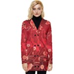 Four Red Butterflies With Flower Illustration Butterfly Flowers Button Up Hooded Coat 