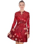 Four Red Butterflies With Flower Illustration Butterfly Flowers Long Sleeve Panel Dress