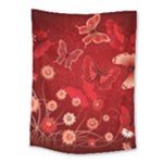 Four Red Butterflies With Flower Illustration Butterfly Flowers Medium Tapestry