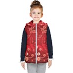 Four Red Butterflies With Flower Illustration Butterfly Flowers Kids  Hooded Puffer Vest