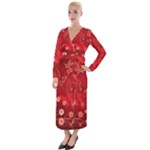 Four Red Butterflies With Flower Illustration Butterfly Flowers Velvet Maxi Wrap Dress