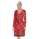 Four Red Butterflies With Flower Illustration Butterfly Flowers Long Sleeve Velvet Front Wrap Dress