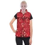 Four Red Butterflies With Flower Illustration Butterfly Flowers Women s Button Up Vest