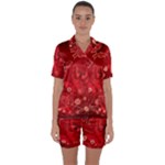 Four Red Butterflies With Flower Illustration Butterfly Flowers Satin Short Sleeve Pajamas Set