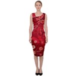 Four Red Butterflies With Flower Illustration Butterfly Flowers Sleeveless Pencil Dress