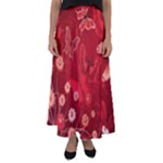 Four Red Butterflies With Flower Illustration Butterfly Flowers Flared Maxi Skirt