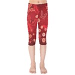 Four Red Butterflies With Flower Illustration Butterfly Flowers Kids  Capri Leggings 