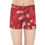 Four Red Butterflies With Flower Illustration Butterfly Flowers Kids  Sports Shorts