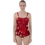 Four Red Butterflies With Flower Illustration Butterfly Flowers Twist Front Tankini Set