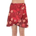 Four Red Butterflies With Flower Illustration Butterfly Flowers Wrap Front Skirt